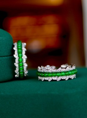 翡翠碎银子手链 天然翡翠A货 帝王绿的碎银翡翠