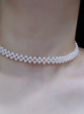 畅销编织款，天然淡水珍珠3-3.5mm 近圆强光微瑕