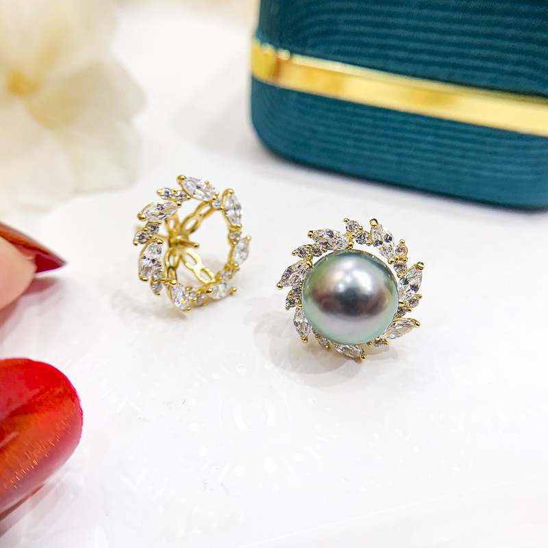 DIY珍珠配件 S925纯银耳钉空托 遮瑕款银饰耳环托女 配9-10mm圆珠,淘宝优惠券,粉丝福利购,淘宝优惠卷