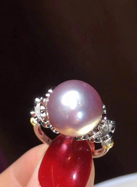 diy配件纯银华丽空托12-13mm珍珠