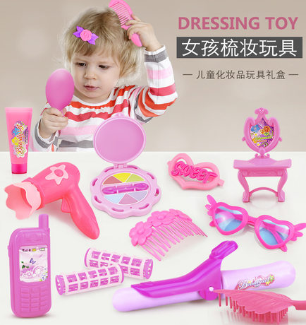 girl hair cutting tools children s hairdresser toy set simulation cosmetic box hair dryer beauty salon