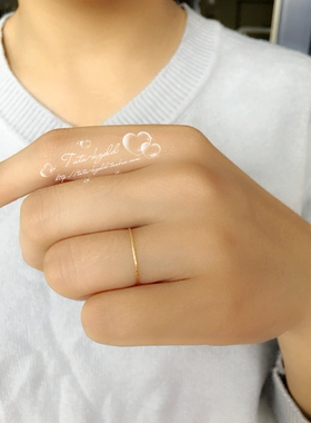 现货 兔兔韩国14K纯金细指环 拉丝刻面戒指叠戴 关节戒 似有若无