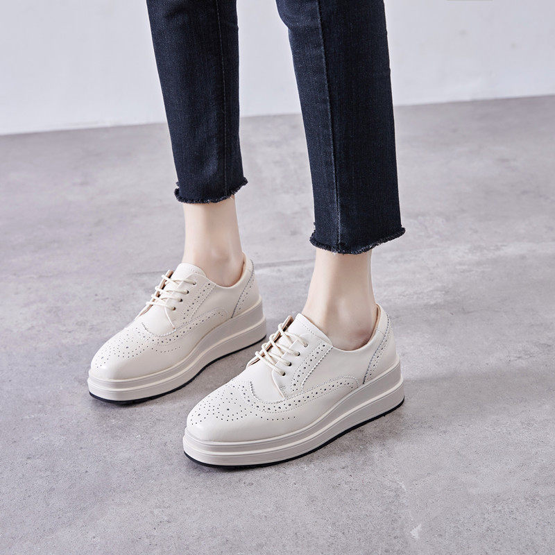 欧洲站2025春季新款方头厚底松糕鞋系带英伦风小皮鞋深口休闲单鞋,淘宝优惠券,粉丝福利购,淘宝优惠卷