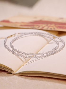 天然月光石14K项链圆珠女时尚