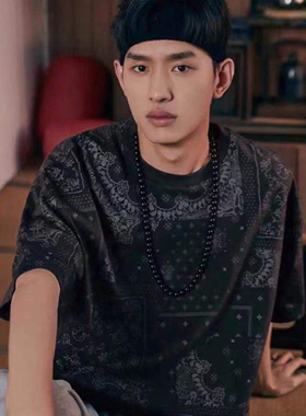 彩虹眼黑曜石高街风佛珠项链男女