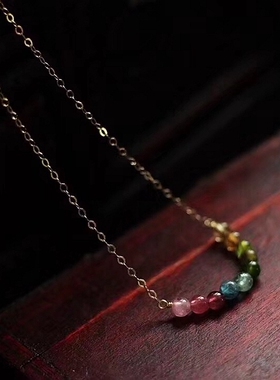 原创朱砂珍珠遮疤痕碧玺礼物项链