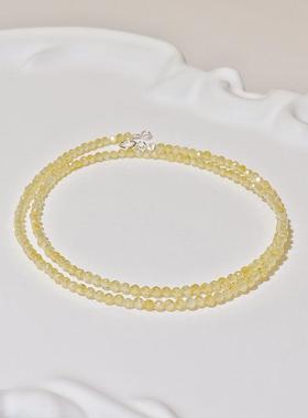 天然巴西黄水晶招财细款项链简约金橘水晶刻面尖晶石男女情侣挂链