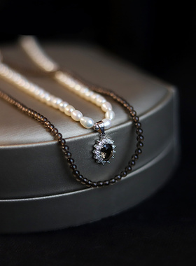 茶水晶锁骨链圆珠女极简轻奢冷淡