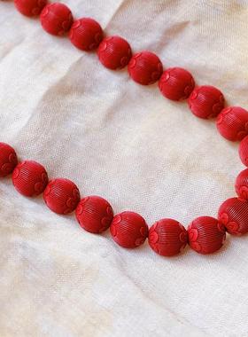 高级感朱砂拉丝猫眼珠女链现货新年本命年红色珠链串珠项链锁骨链