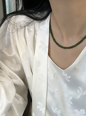 玉髓圆珠项链女款锁骨链