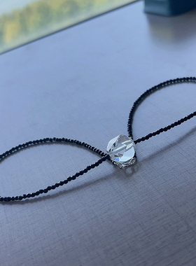 原创白水晶黑尖晶项链