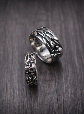 复刻欧美钛钢荣誉骷髅复古戒指