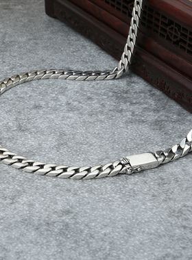 新款S925纯银饰品复古光面男士