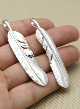 纯银个性吊坠白色羽毛时尚项链