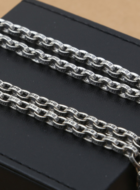 S925纯银项链骨节链男女情侣款哥特字母链百搭韩版泰银毛衣链长链