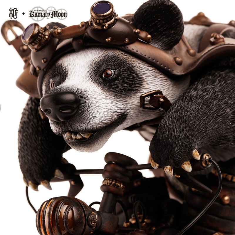 末那末匠丨镰田光司《Steampunk Motorbike Panda》蒸朋艺术雕像 - 图1