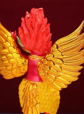 大鹏金翅鸟佛像大鹏展翅摆件精工全彩绘莲花座护法神像佛像摆件