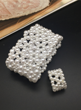 仿珍珠宽手链遮疤弹力线Bracelet