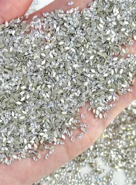 超梦美甲饰品【3x1.5mm】平底马眼锆石钻 迷你稻穗爆闪超亮指甲钻