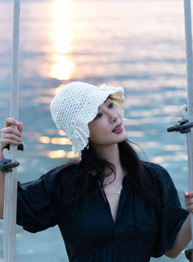 杨紫同款蝴蝶结渔夫帽子女