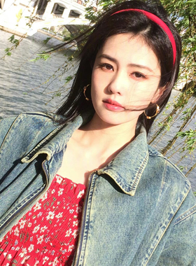 白鹿同款红色发箍女甜美