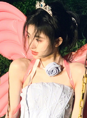 鞠婧祎同款颈花玫瑰花项链