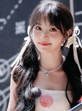 田曦薇同款项链少女夏天甜美仿白水晶锁骨链爱心吊坠透明串珠颈链