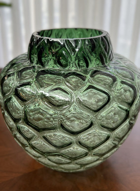 清新创意渐变色灰绿过度明纯手工玻璃花瓶桌面书房摆件花瓶