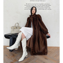 2023 new winter mink fur coat female whole mink fur mink fur medium long imported short 2-day goose suede fur coat