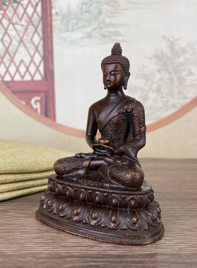 古玩铜器收藏铜合金药师佛药王菩萨铜像用品 家居摆件