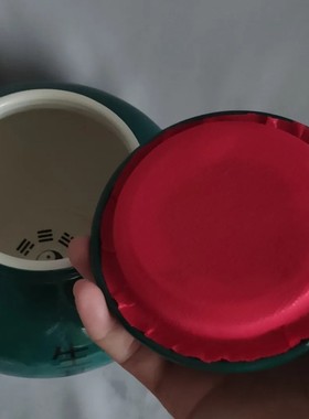 大号绿色生基罐 肚子直径18高度15容量1.7升陶瓷罐密封罐子生基坛