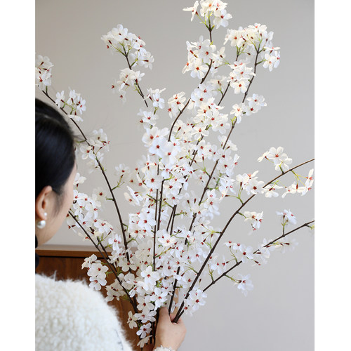 芙菡高仿真樱花桃花白粉色梨花假花塑料花绢花桃花客厅餐桌插花 - 图1