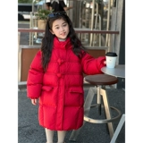 Зимний пуховик, бархатная детская длинная удерживающая тепло толстовка с капюшоном для девочек, куртка, 2023, утиный пух