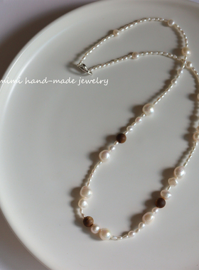 天然淡水巴洛克珍珠长款毛衣链