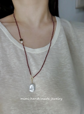 MIMI原创天然石榴石水晶项链