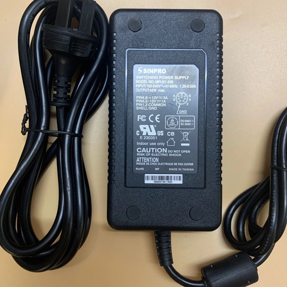 SINPRO MPU51-209电源适配器+12V3A-12V1A六芯S端子头6针正负12V - 图1