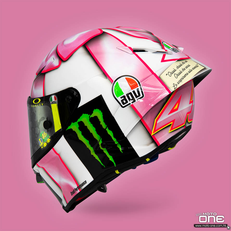 AGV PISTA GP RR 21米萨诺 Valentino Rossi花帶粉紅蝴蝶结头盔-图0