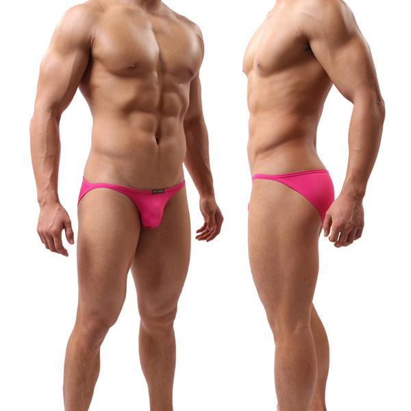 无畏船长 低腰性感弹力紧身U凸囊袋比基尼小三角内裤男士纯色短裤 - 图2