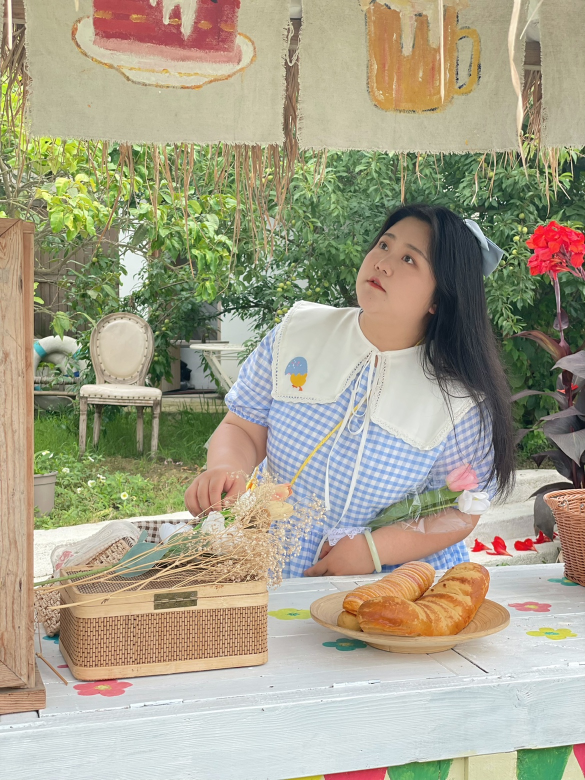 大康原创设计《三花》三色格子裙可拆卸假领子套装【现货】-图2