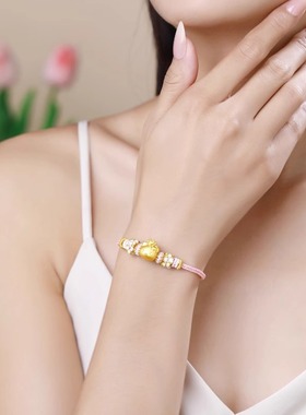 黄金包银黄金色皇冠凯蒂猫头手链helloKitty女转运珠本命年kt猫头