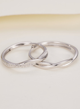 s925纯银莫比乌斯情侣对戒心意交织男女款素圈戒指七夕礼物INS风