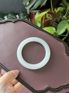 新疆和田玉羊脂白玉平安镯手镯圆条复古礼物