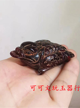 正品牦牛角雕刻金蝉饰品摆件牛角雕件金蟾手把玩件吊坠文玩收藏品