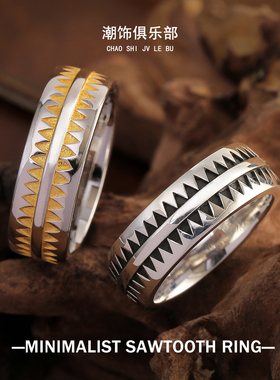 手工男女情侣款日韩个性纯银戒指