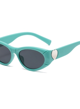 复古红色爱心猫眼墨镜女欧美时尚ins辣妹太阳镜高级感防紫外线酷