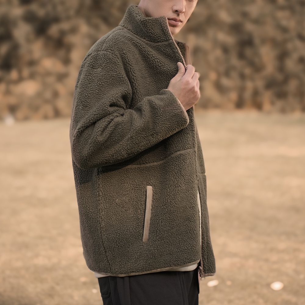 NNID复古仿羊羔绒加绒加厚长袖外套KS066/KS067 - 图1