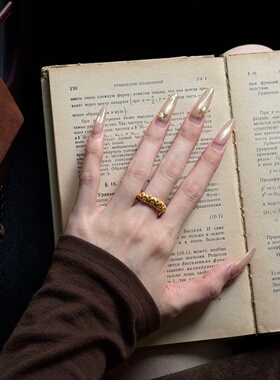 千夕足金999波浪蕾丝戒黄金戒指女款送女友七夕情人节生日礼物