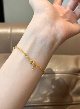 千夕 足金999招财小福禄手链黄金手链女款情人节生日礼物送老婆