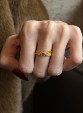 千夕足金999繁星戒指黄金戒指可爱女款情人节生日礼物送女友