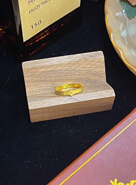 千夕 足金9996D来财铜钱戒女款黄金戒指送女友七夕情人节生日礼物